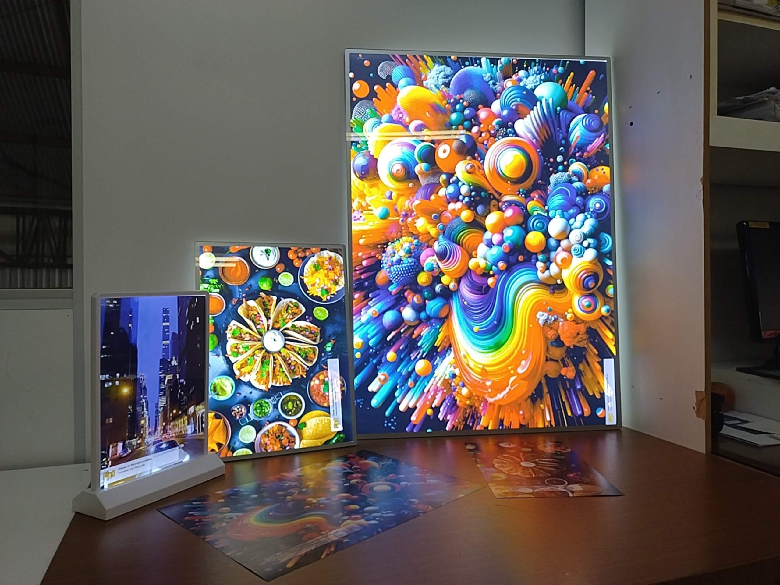 3 modelos de quadros luminosos.